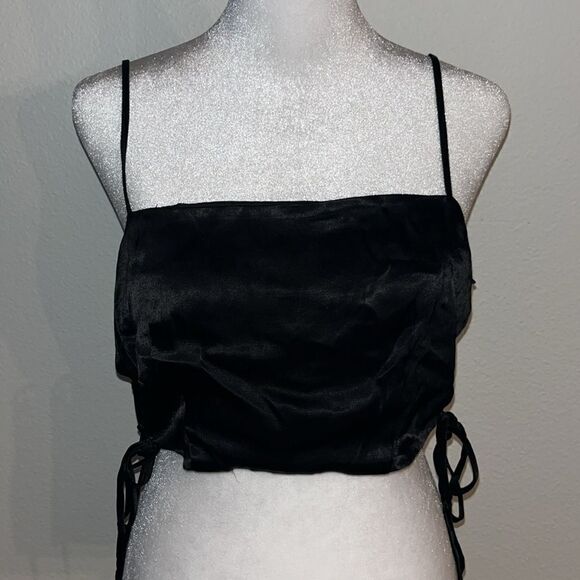 Zara lace up satin effect crop top - Picture 2 of 4